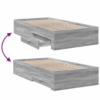 Bed Frame with Storage Grey Sonoma 80 x 200 cm Engineered Wood