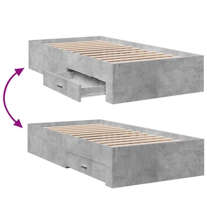 Bed Frame with Storage Concrete Grey 80 x 200 cm