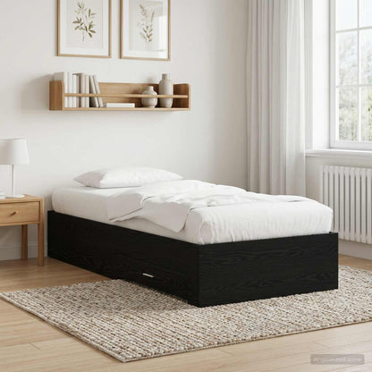 Bed Frame with Drawer with Storage Black Oak Engineered Wood