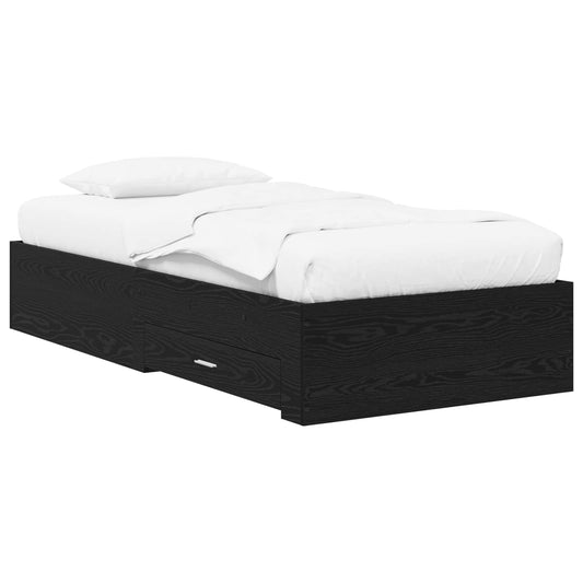 Bed Frame with Drawer with Storage Black Oak Engineered Wood