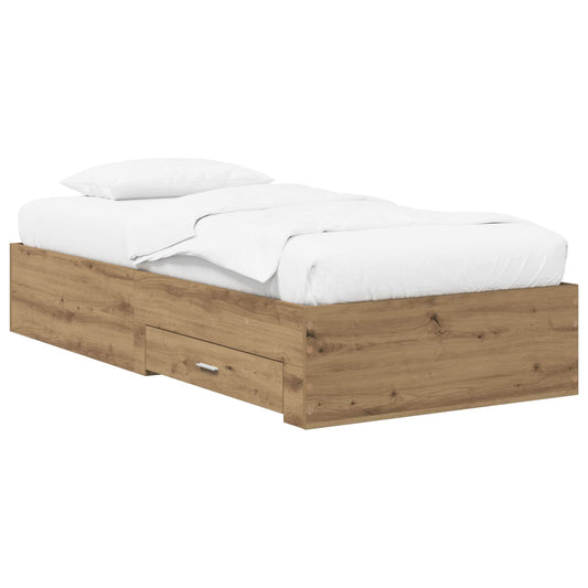 Bed Frame with Drawer with Storage Artisian Oak Engineered Wood
