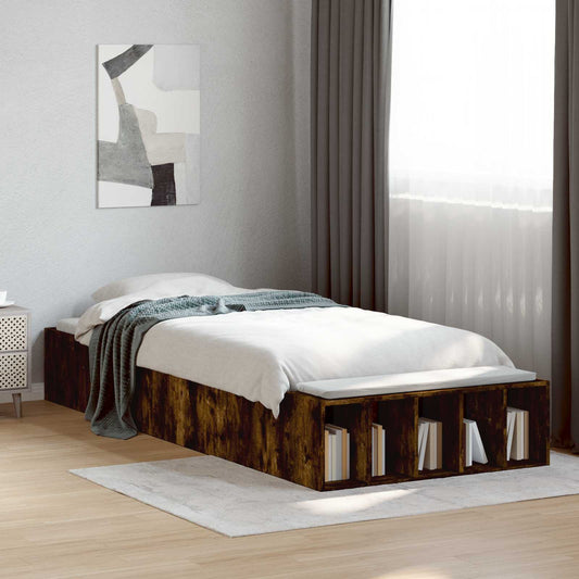 Bed Frame with Storage Smoked Oak 80 x 200 cm Engineered Wood