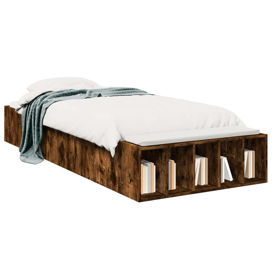 Bed Frame with Storage Smoked Oak 80 x 200 cm Engineered Wood
