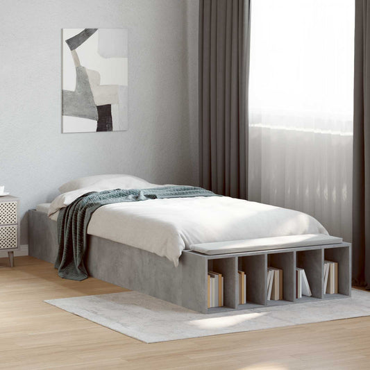 Bed Frame with Storage with Shelf Concrete Grey 80 x 200 cm