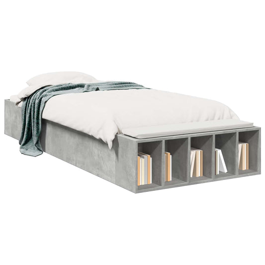Bed Frame with Storage with Shelf Concrete Grey 80 x 200 cm