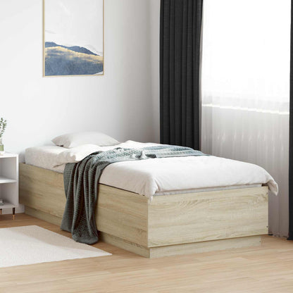 Bed Frame with LED Sonoma Oak 80 x 200 cm Engineered Wood