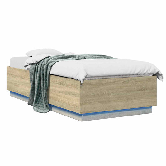 Bed Frame with LED Sonoma Oak 80 x 200 cm Engineered Wood