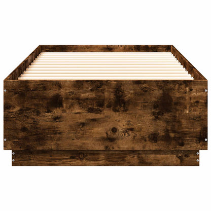 Bed Frame with LED Smoked Oak 80 x 200 cm Engineered Wood