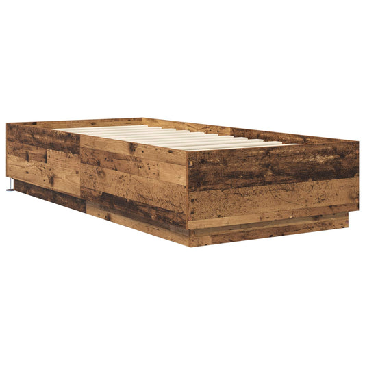 Bed Frame with LED Old Wood 80 x 200 cm Engineered Wood