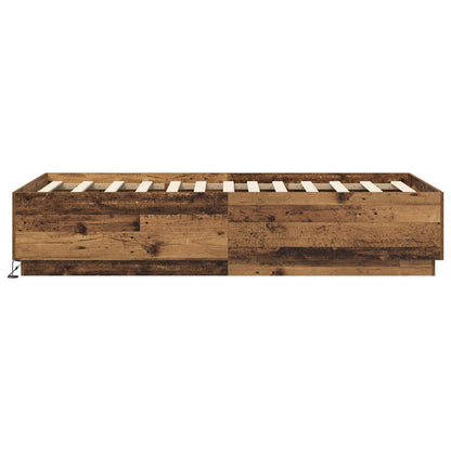 Bed Frame with LED Old Wood 80 x 200 cm Engineered Wood