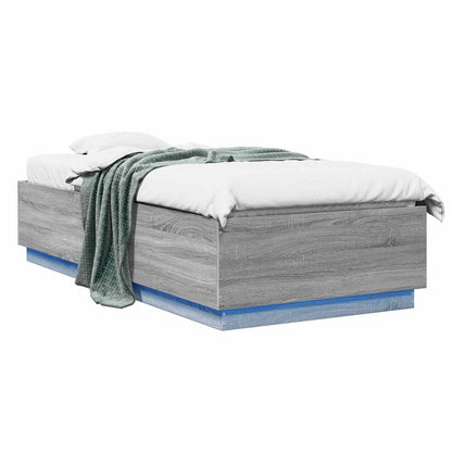 Bed Frame with LED Grey Sonoma 80 x 200 cm Engineered Wood