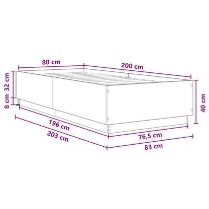 Bed Frame with LED Grey Sonoma 80 x 200 cm Engineered Wood