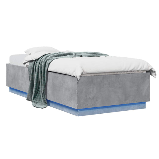 Bed Frame with LED Concrete Grey 80 x 200 cm Engineered Wood