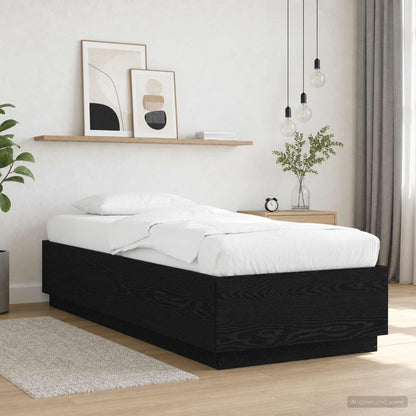 Bed Frame with LED Black Oak 80 x 200 cm Engineered Wood