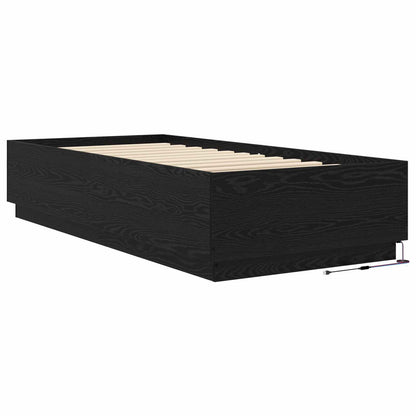 Bed Frame with LED Black Oak 80 x 200 cm Engineered Wood