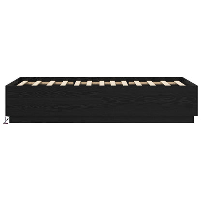 Bed Frame with LED Black Oak 80 x 200 cm Engineered Wood