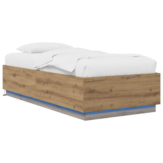 Bed Frame with LED Artisian Oak 80 x 200 cm Engineered Wood