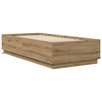 Bed Frame with LED Artisian Oak 80 x 200 cm Engineered Wood