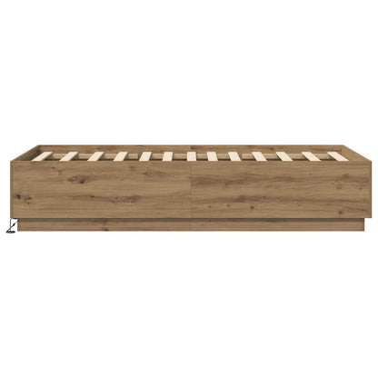 Bed Frame with LED Artisian Oak 80 x 200 cm Engineered Wood