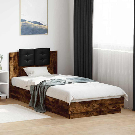 Bed Frame with Headboard Smoked Oak 80 x 200 cm Engineered Wood