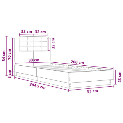 Bed Frame with Headboard Smoked Oak 80 x 200 cm Engineered Wood