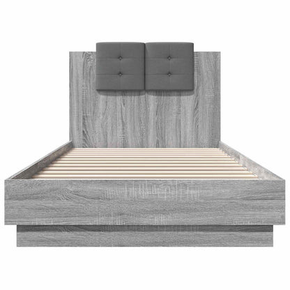 Bed Frame with Headboard with Headboard Grey Sonoma 80 x 200 cm