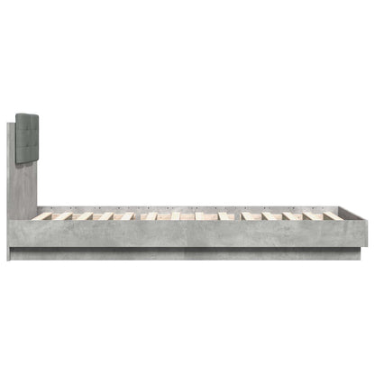 Bed Frame with Headboard Concrete Grey 80 x 200 cm