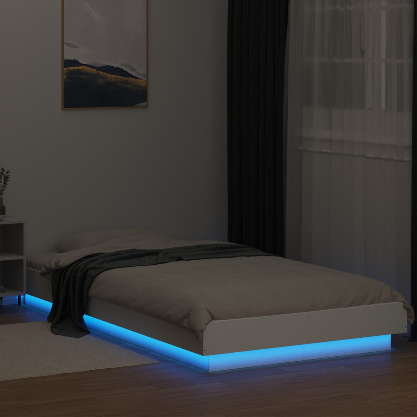 Bed Frame with LED White 80 x 200 cm Engineered Wood