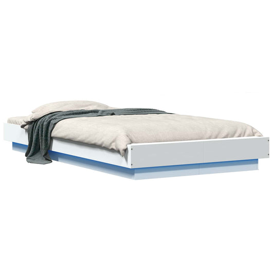 Bed Frame with LED White 80 x 200 cm Engineered Wood