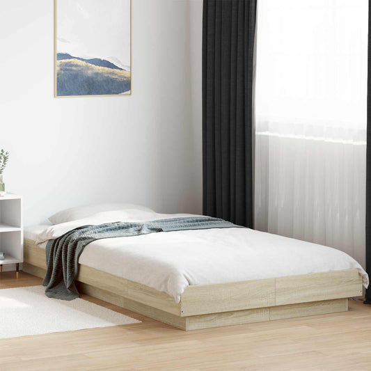 Bed Frame with LED Sonoma Oak 80 x 200 cm Engineered Wood