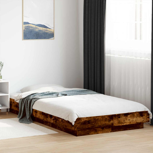 Bed Frame with LED Smoked Oak 80 x 200 cm Engineered Wood