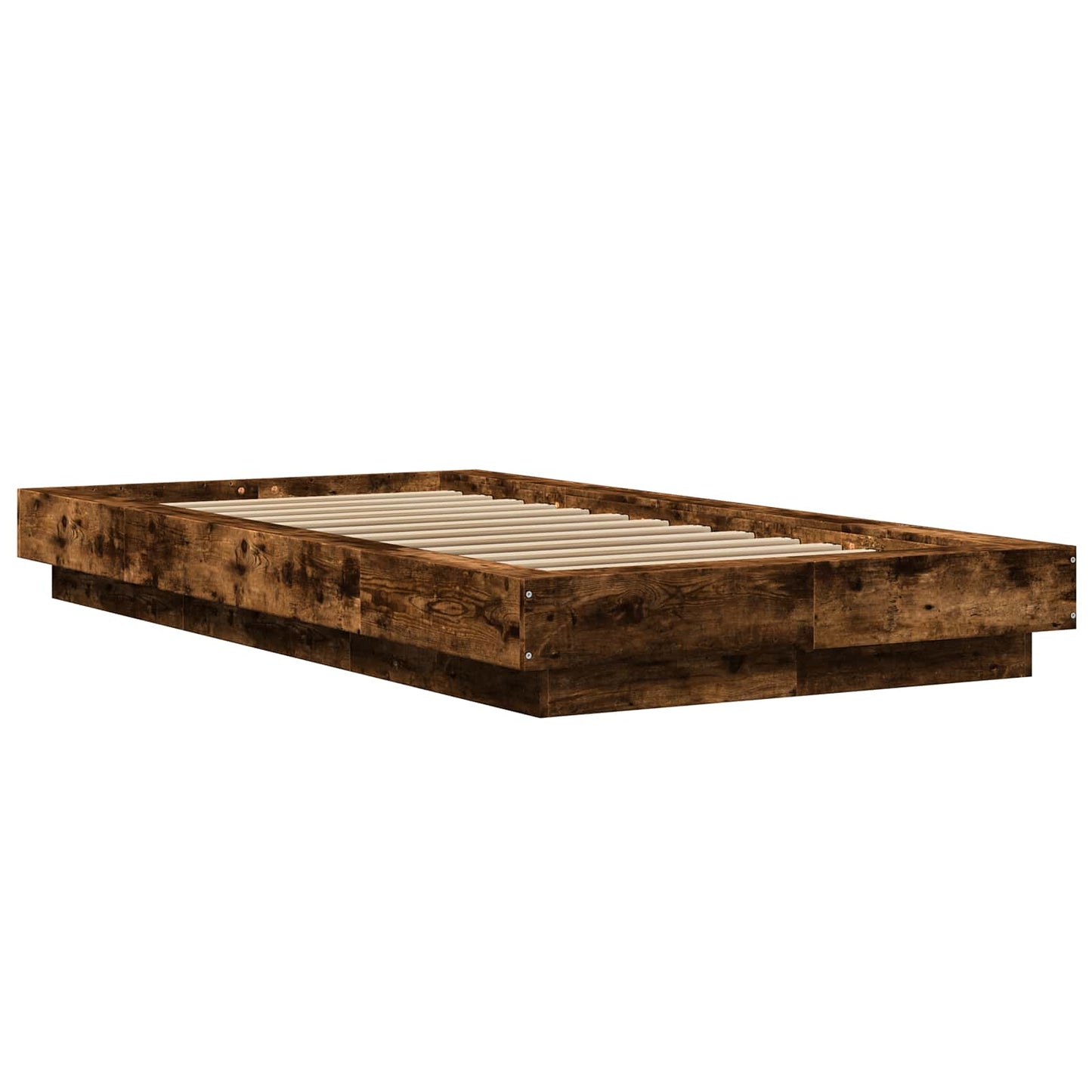 Bed Frame with LED Smoked Oak 80 x 200 cm Engineered Wood