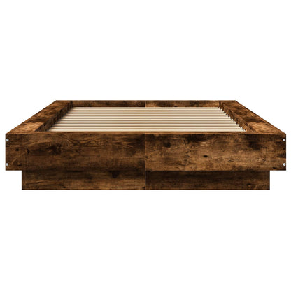 Bed Frame with LED Smoked Oak 80 x 200 cm Engineered Wood