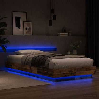 Bed Frame with LED Old Wood 80 x 200 cm Engineered Wood