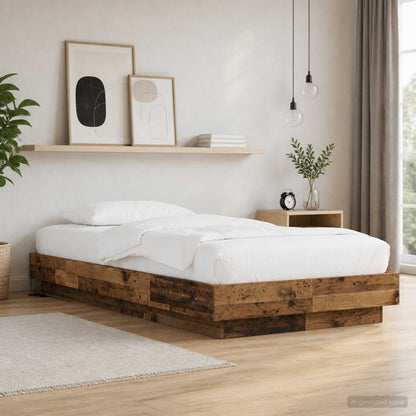 Bed Frame with LED Old Wood 80 x 200 cm Engineered Wood