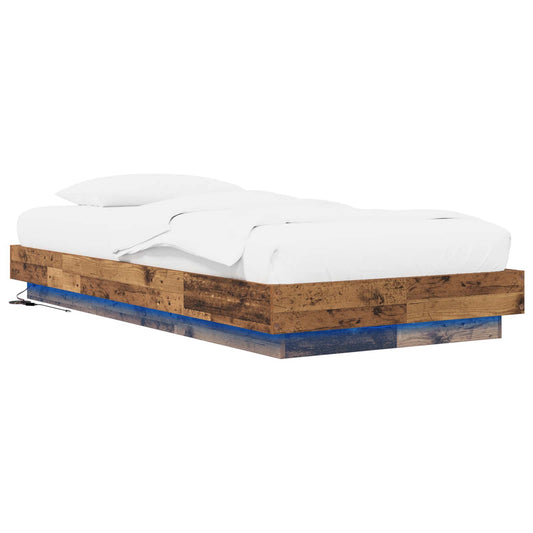 Bed Frame with LED Old Wood 80 x 200 cm Engineered Wood