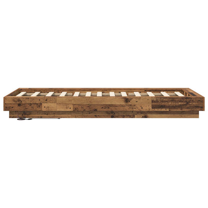 Bed Frame with LED Old Wood 80 x 200 cm Engineered Wood