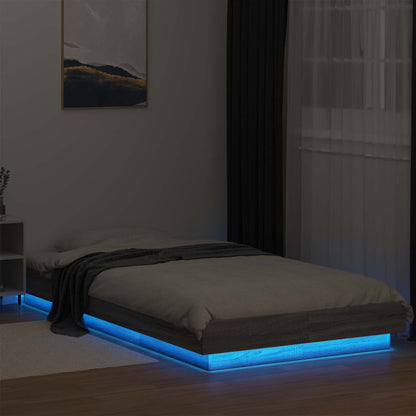 Bed Frame with LED Grey Sonoma 80 x 200 cm Engineered Wood