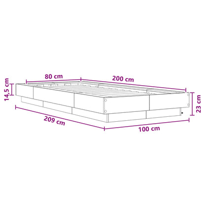 Bed Frame with LED Grey Sonoma 80 x 200 cm Engineered Wood