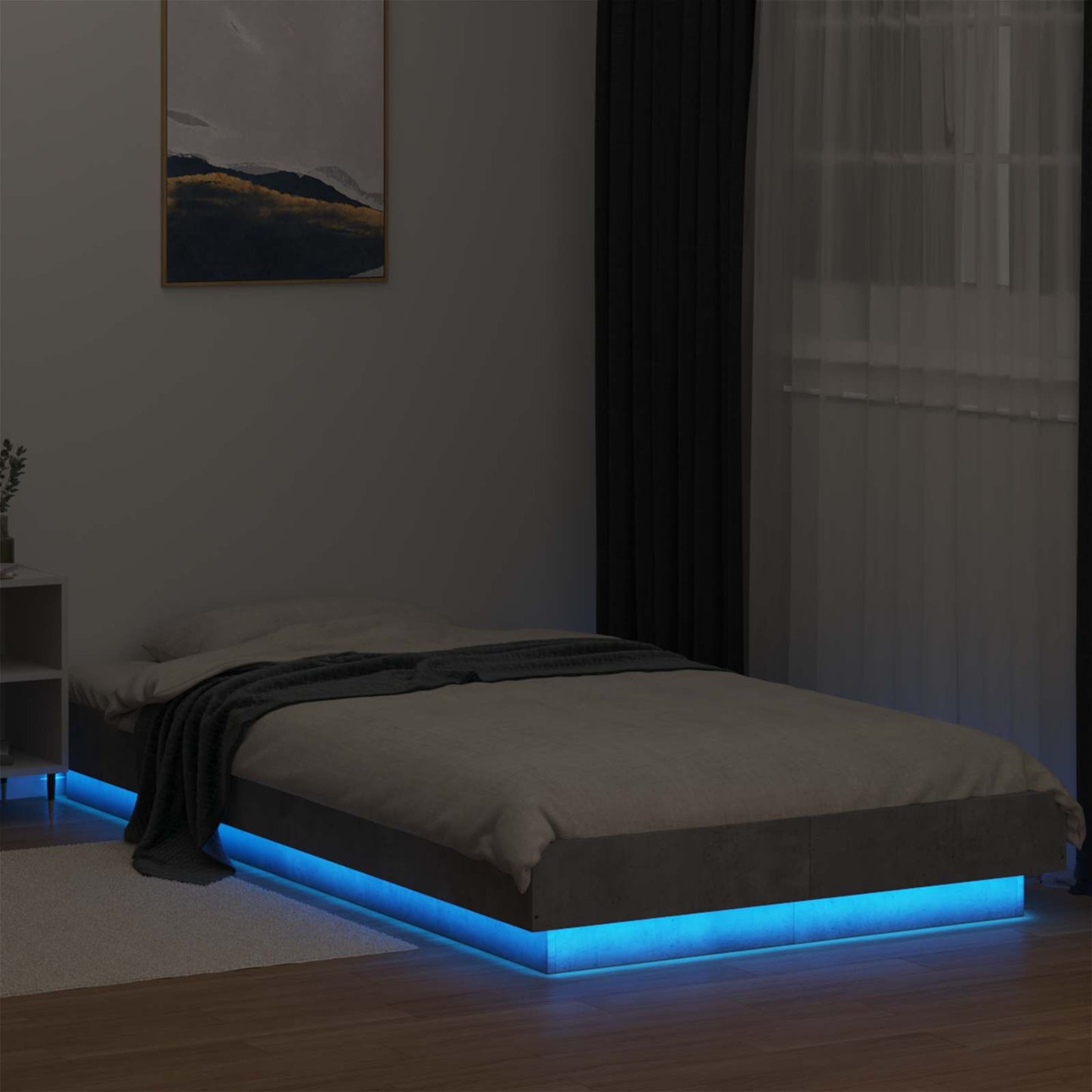 Bed Frame with LED Concrete Grey 80 x 200 cm Engineered Wood