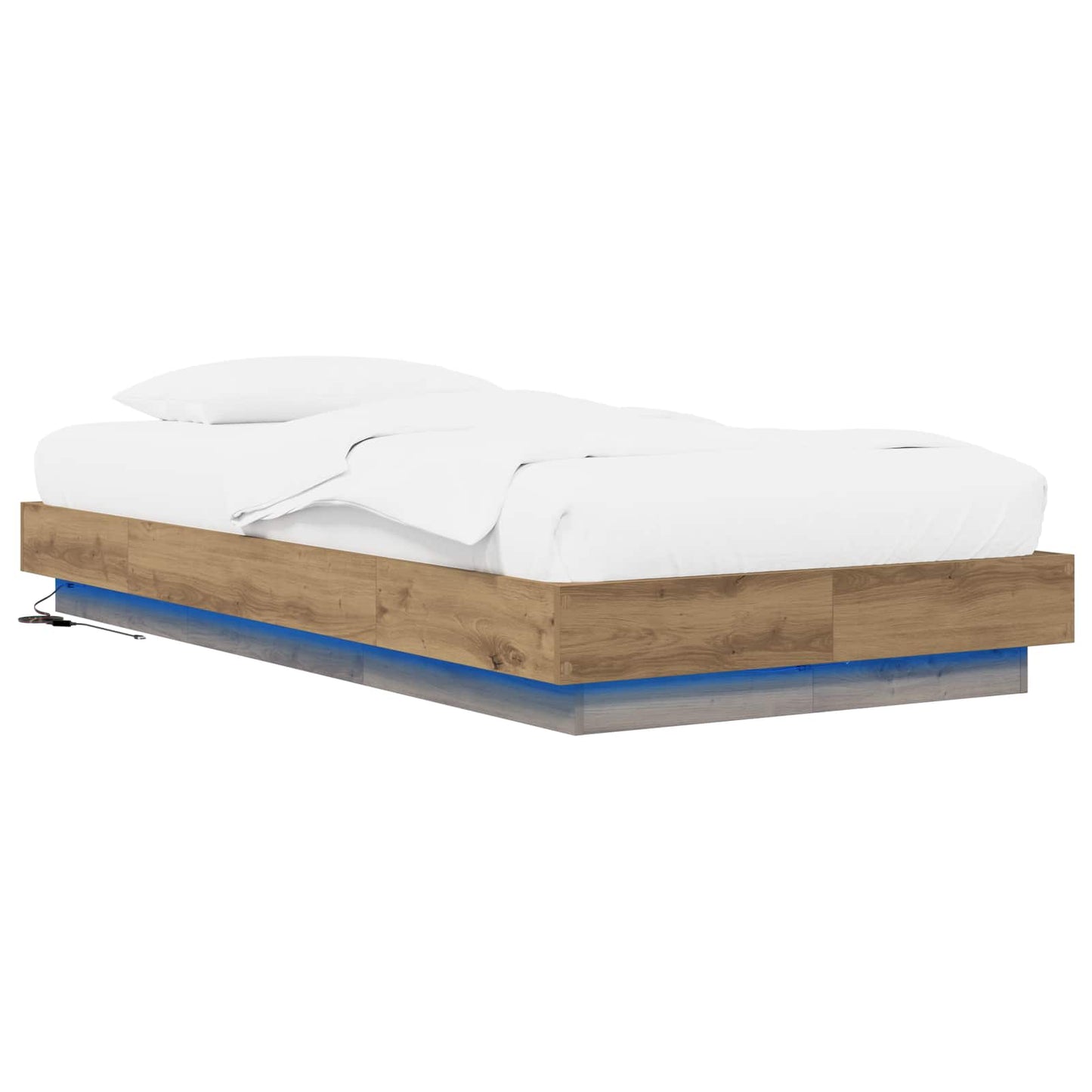 Bed Frame with LED Artisian Oak 80 x 200 cm Engineered Wood