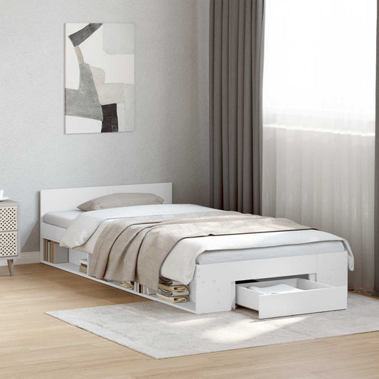 Bed Frame with Storage White 80 x 200 cm Engineered Wood