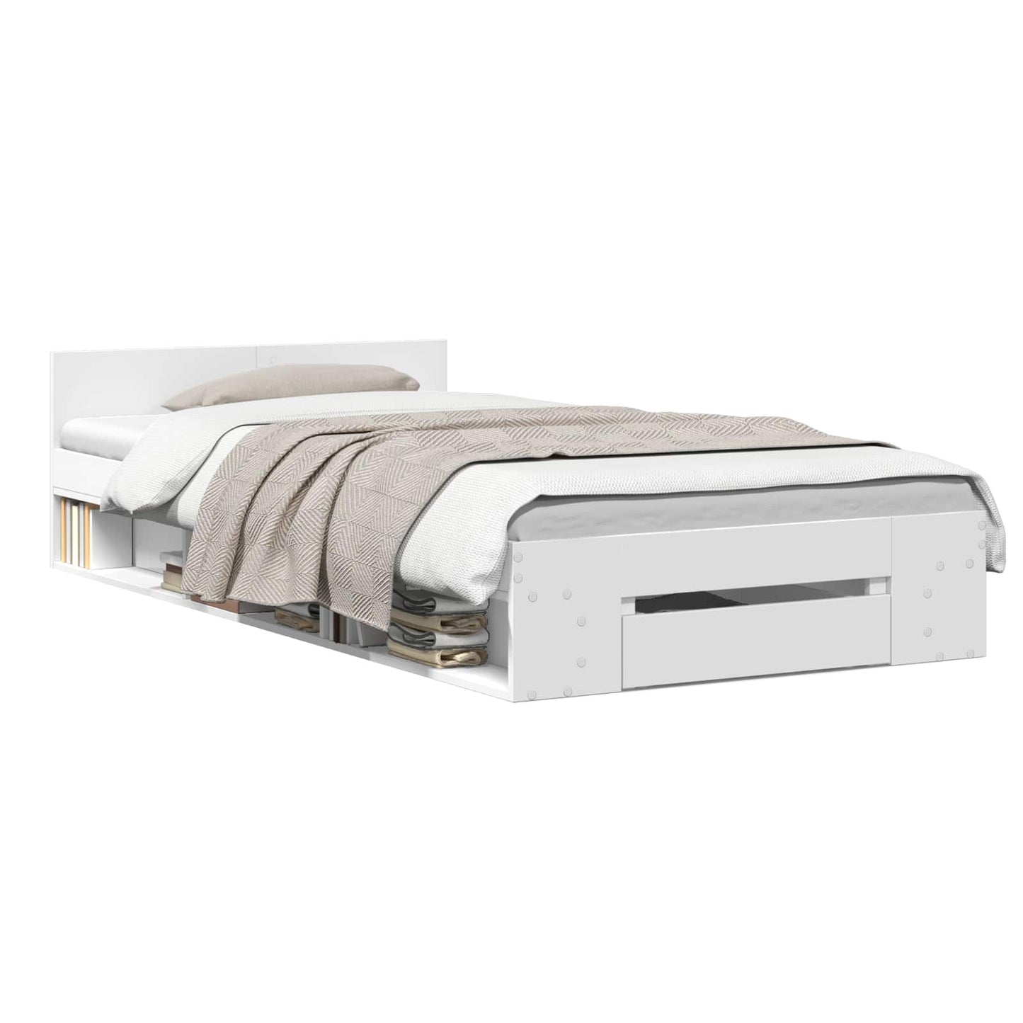 Bed Frame with Storage White 80 x 200 cm Engineered Wood