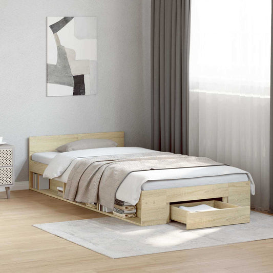 Bed Frame with Storage Sonoma Oak 80 x 200 cm Engineered Wood