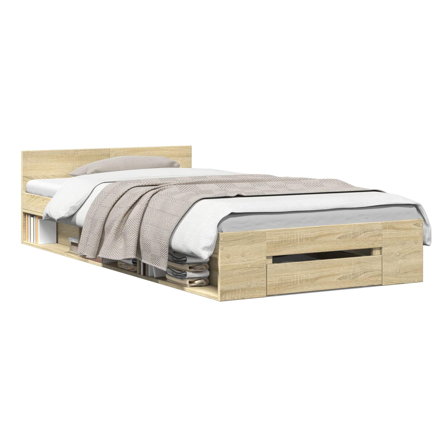 Bed Frame with Storage Sonoma Oak 80 x 200 cm Engineered Wood