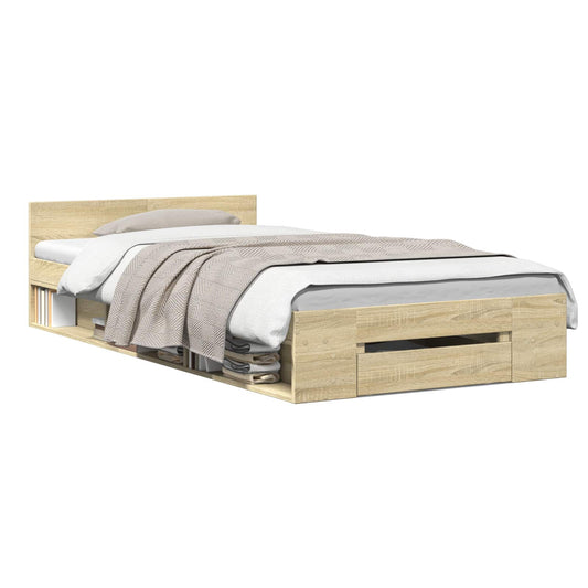 Bed Frame with Storage Sonoma Oak 80 x 200 cm Engineered Wood