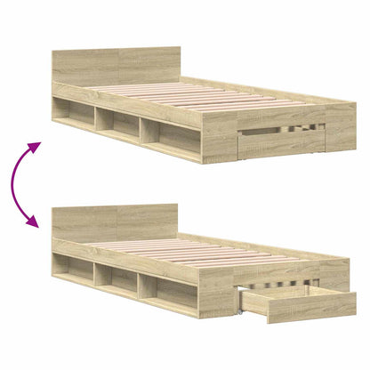 Bed Frame with Storage Sonoma Oak 80 x 200 cm Engineered Wood
