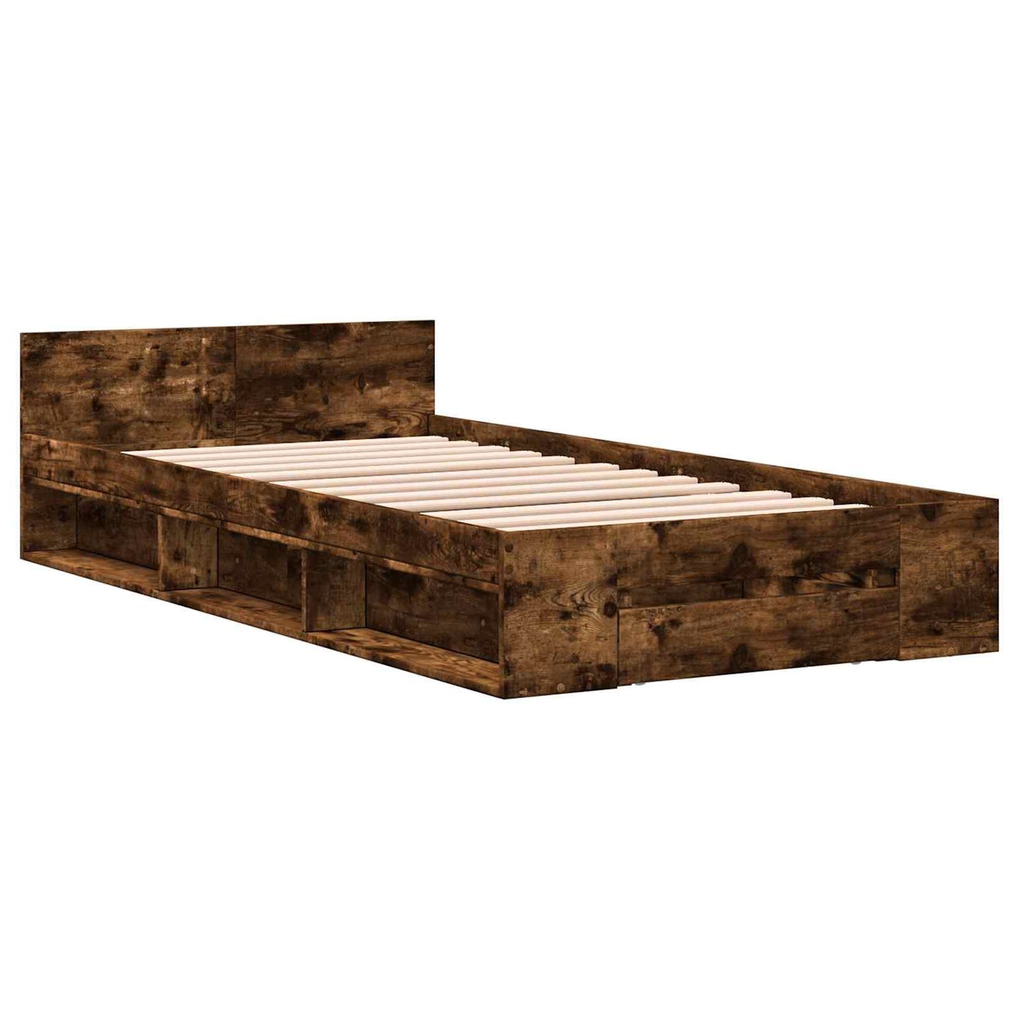 Bed Frame with Storage Smoked Oak 80 x 200 cm Engineered Wood