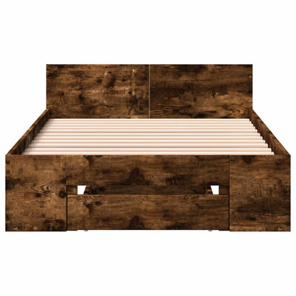 Bed Frame with Storage Smoked Oak 80 x 200 cm Engineered Wood