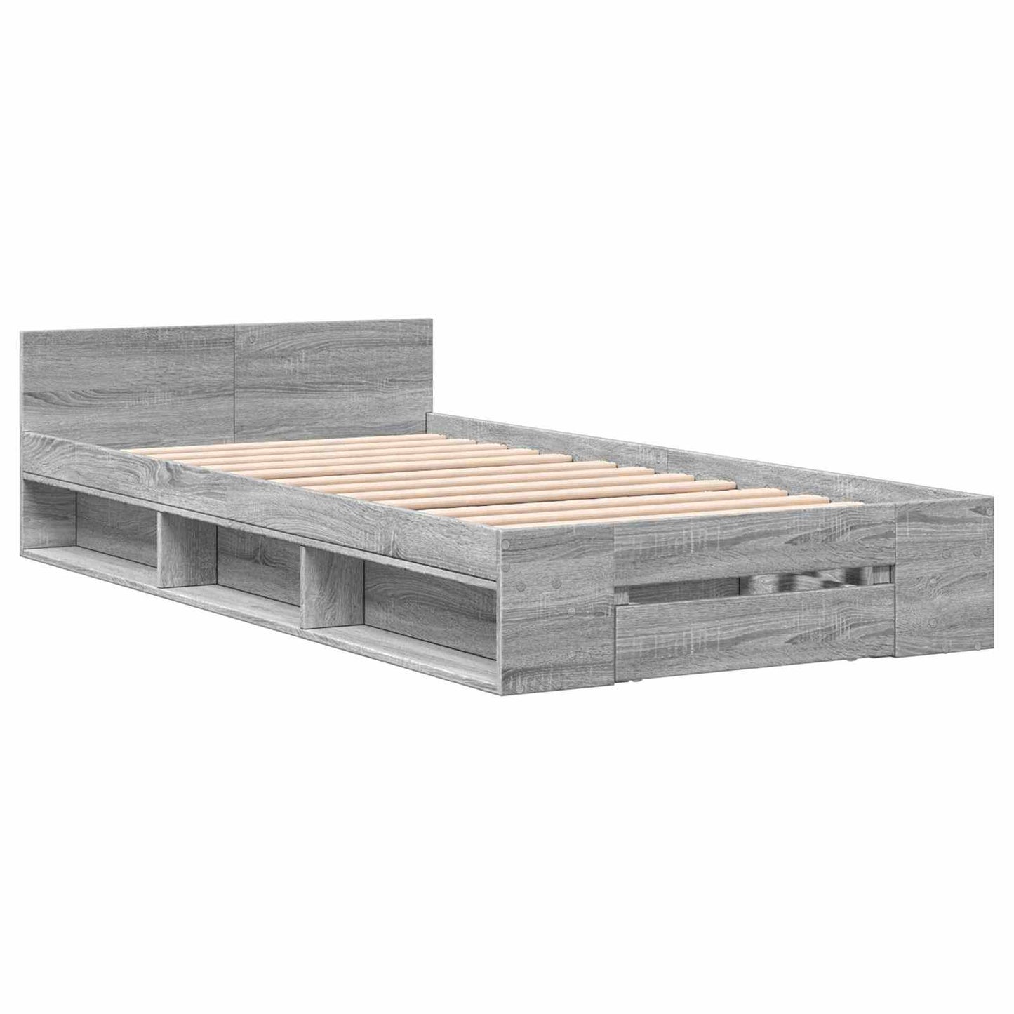 Bed Frame with Storage Grey Sonoma 80 x 200 cm Engineered Wood